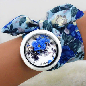 Shsby New Design Ladies Flower Cloth Wrist Watch Fashion Women Dress Watch High Quality Fabric Clock Sweet Girls Watch - EJ Gears "N" Things