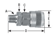 hpcouplers AR25 Series, 1/4" Aro 210 Coupler x 3/8″ Male NPT, Automatic, Stainless Steel