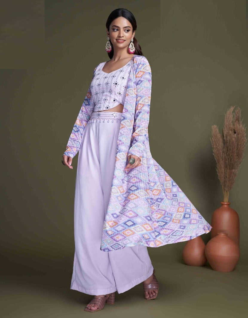 Pastel Purple Classy Indo Western With Stylish Koti – The Wardrobe Loft