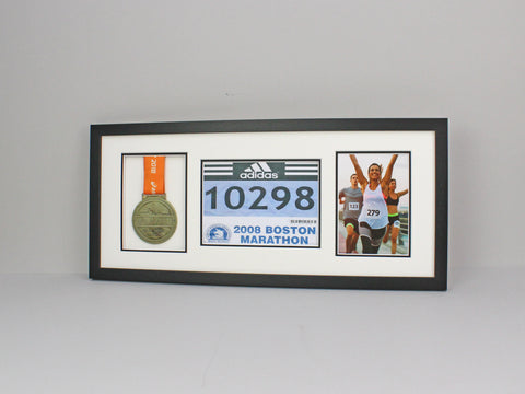 Example of a Medal frame to display a marathon medal, running bib and photo