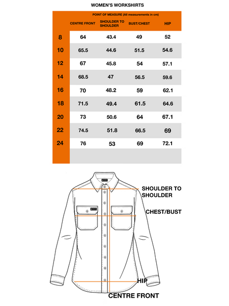 Size Chart – MindGuard Workwear PTY LTD