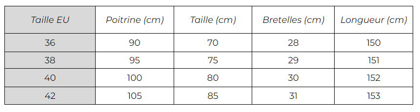 guide taille robe-longue-cocktail-mariage-moderne