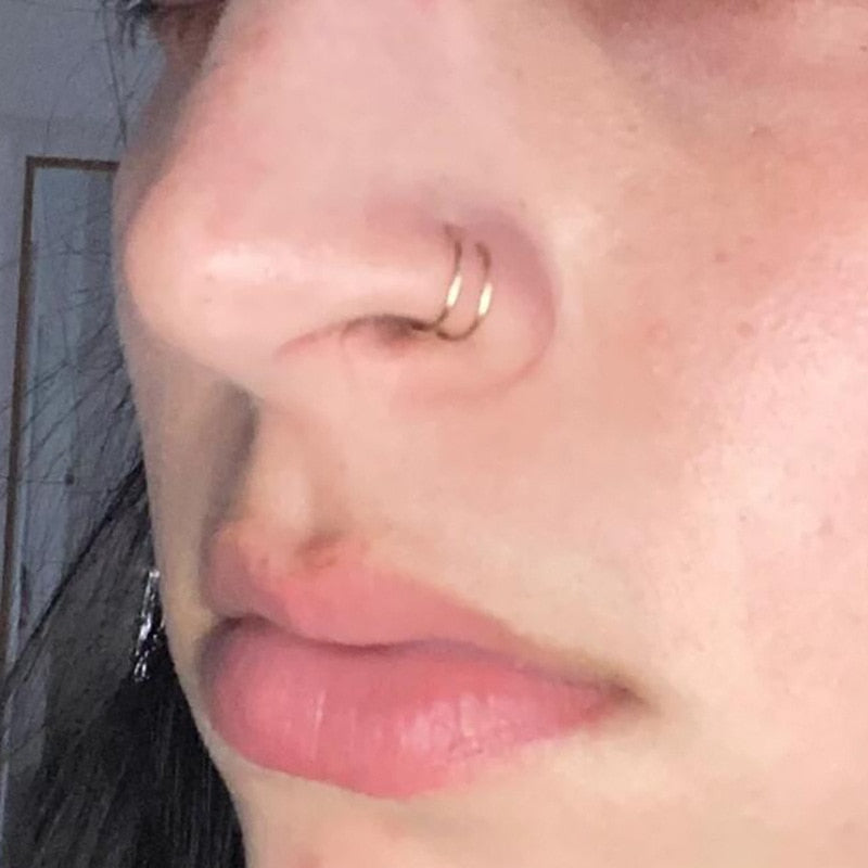Single Piercing Double Layers Nose Ring