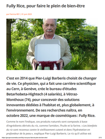 Article sur Fully Rice dans l'hebdomadaire Eco Media