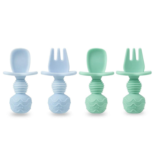 PandaEar Paquete de 7 cucharas de destete LED para bebé, cucharas de  silicona para bebés, utensilios de autoalimentación, cuchara de  alimentación