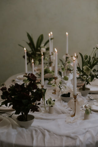 modern wedding with bow candlesticks