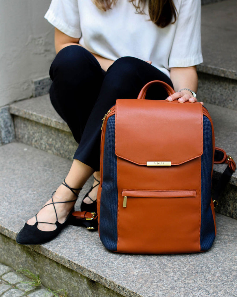 Leather work backpack