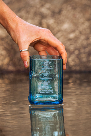 upcycled bombay sapphire glass