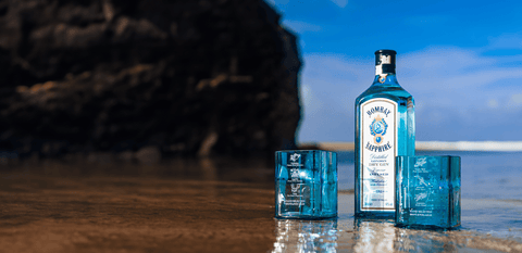 Tumblers upcycled from bombay sapphire bottles