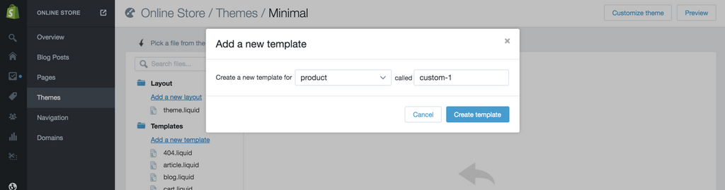 Create a new product template