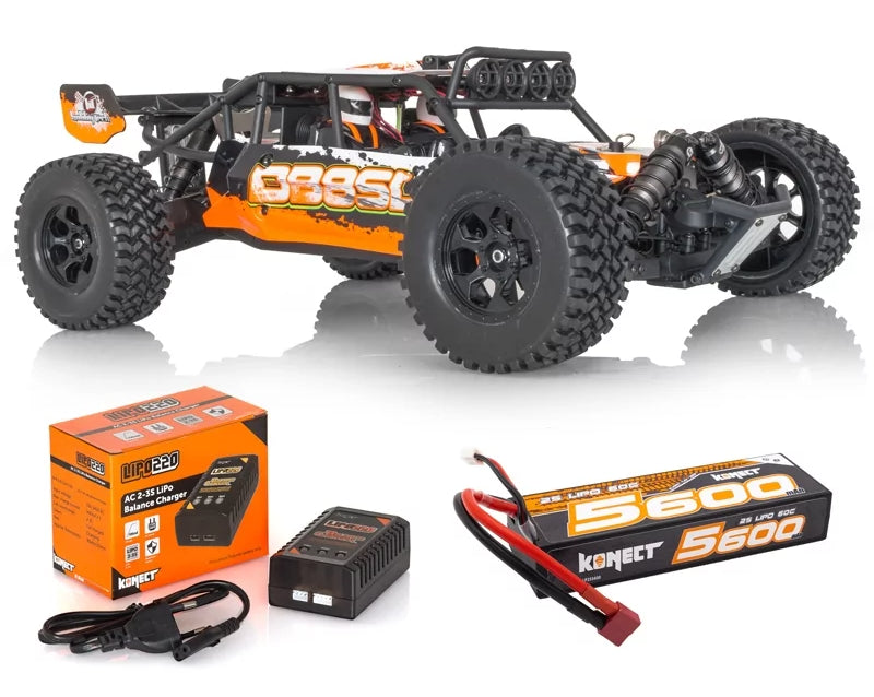 Voiture télécommandée Carson Modellsport Virus 4.1 4S brushless 1:8 Auto RC  électrique Buggy 4 roues motrices (4WD) 100% RtR 2,4 GHz avec accu, chargeur  et piles pour lémetteur