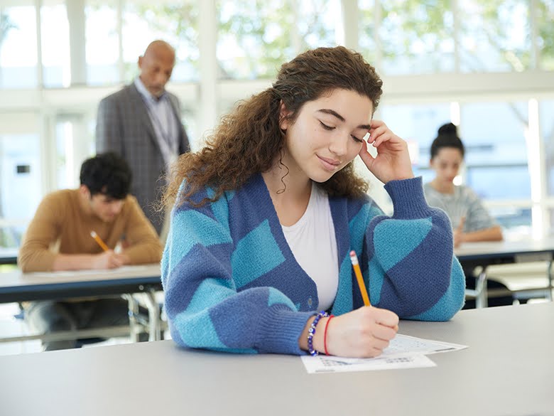 female student taking the ap calculus ab exam
