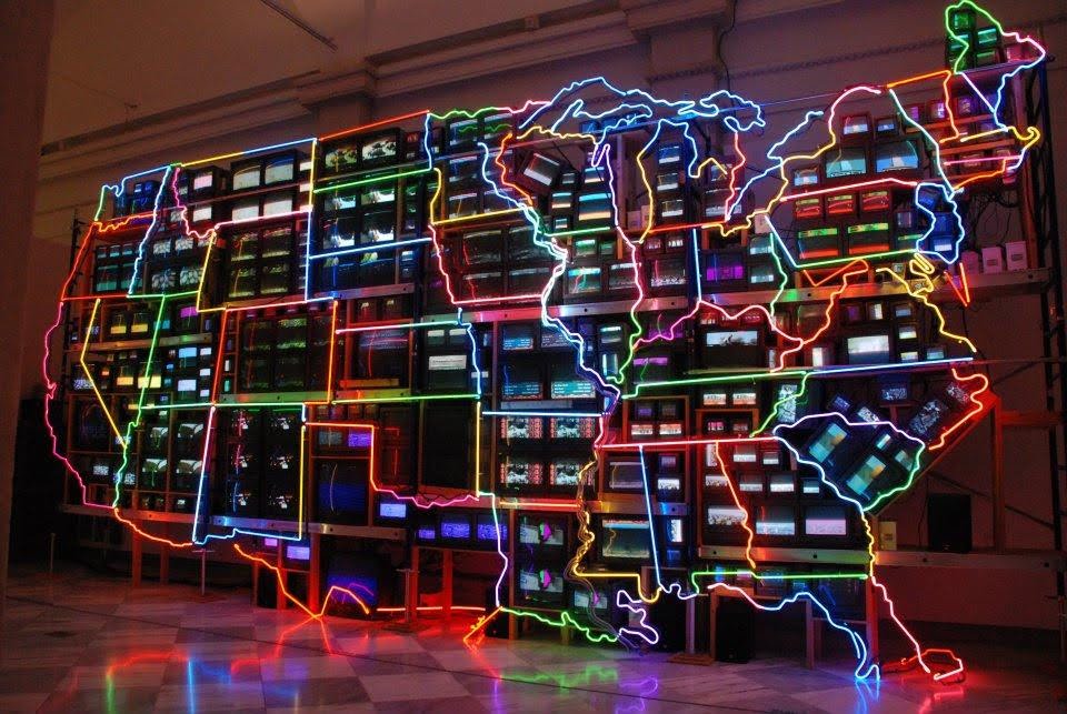 neon map of the united states of america
