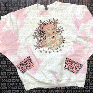 Pink Santa Bleached Sweatshirt - Designs and Creations by Bambi, LLC