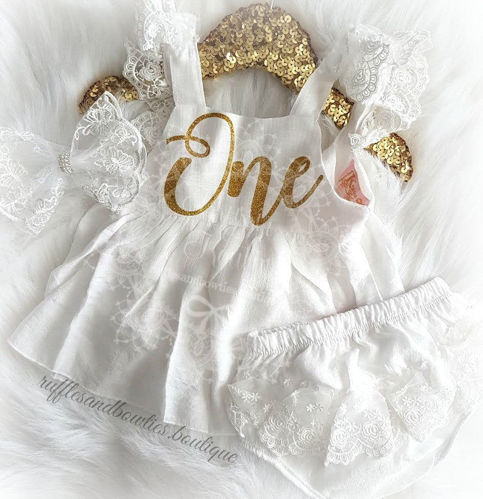 white first birthday dress