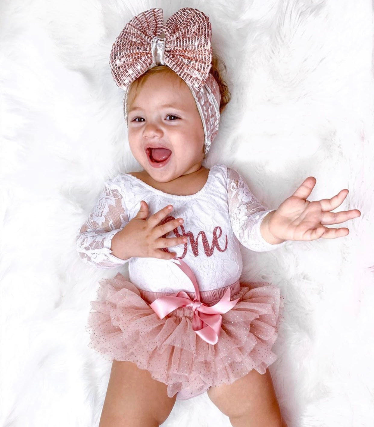 rose gold 1st birthday outfit