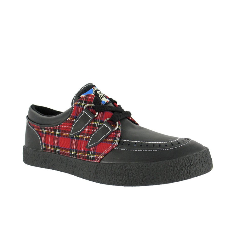 red plaid shoes