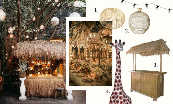 moodboard for a modern jungle theme party