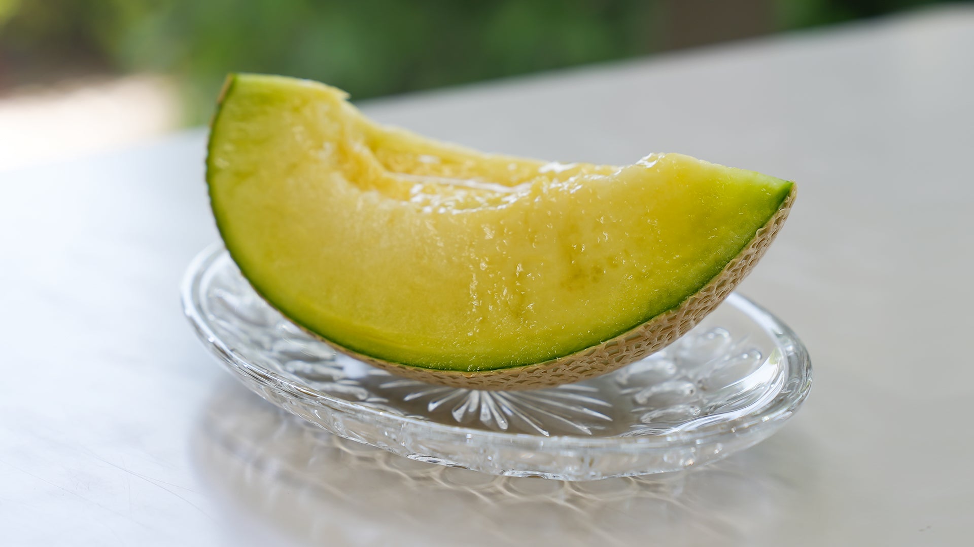 A slice of Crown Melon - the Crown Jewel of Luxury Fruits