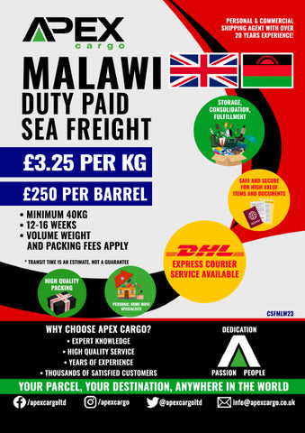 Malawi Sea Freight Duty Paid