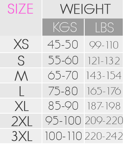 shaping bodysuit sizing