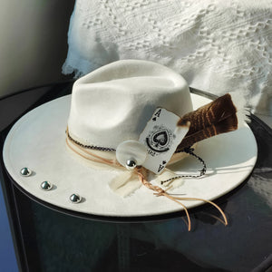 Retro Suede Fedora Hat with Feather Accessories - B U by Shel