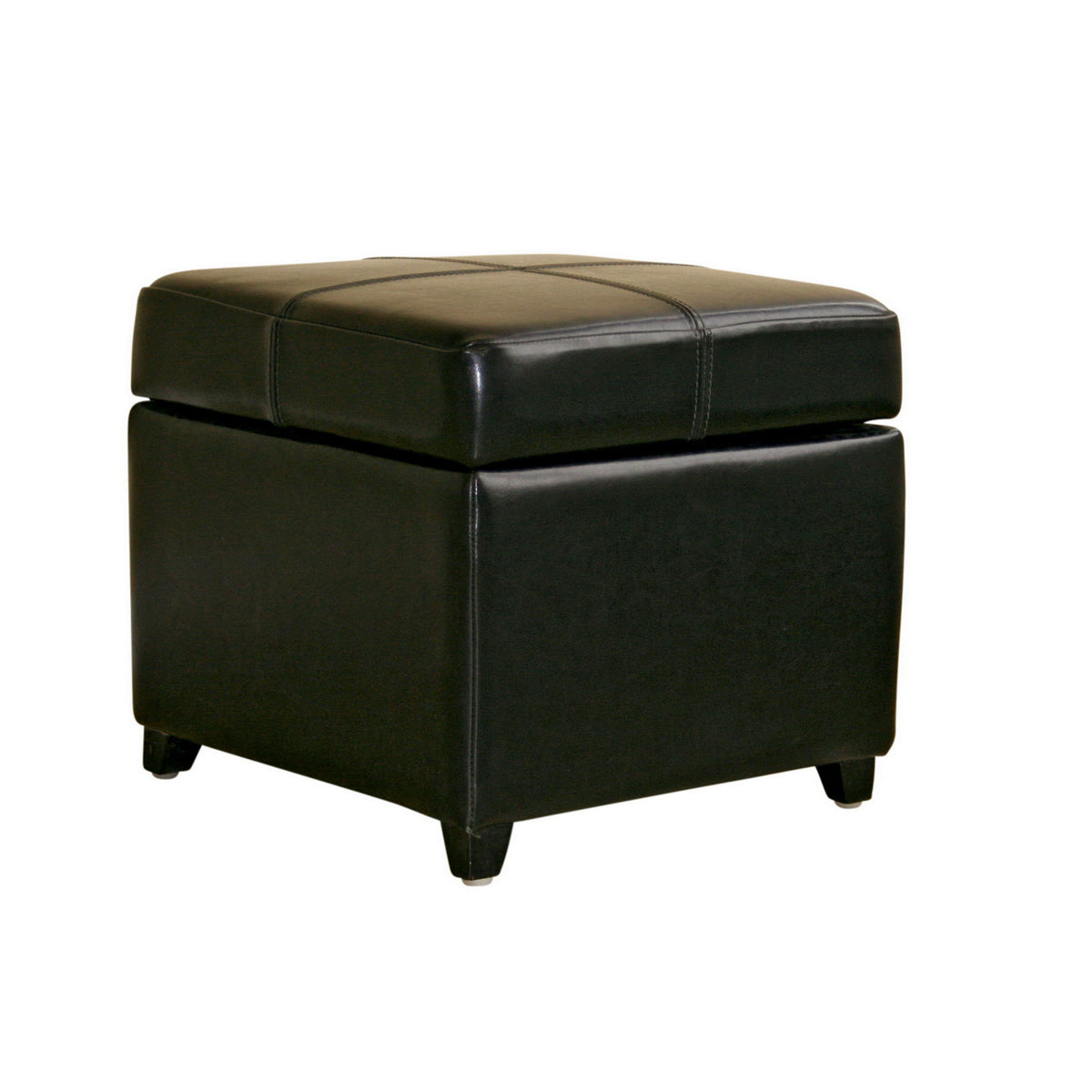 Baxton Studio Black Full Leather Storage Cube Ottoman  Baxton Studio-ottomans-Minimal And Modern - 1