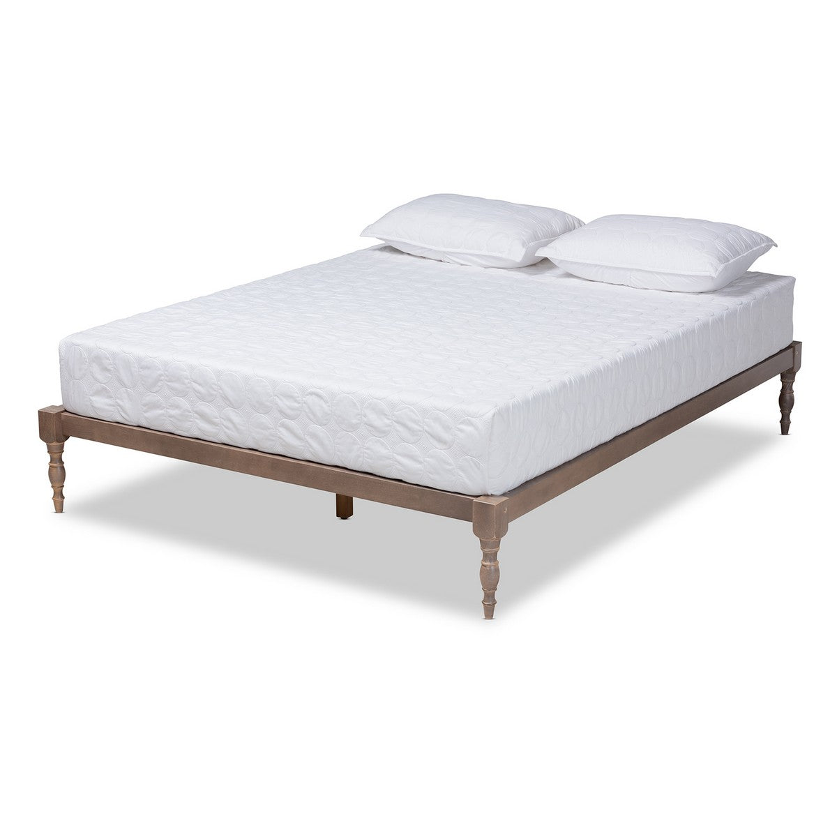 Baxton Studio Iseline Modern and Contemporary Antique Oak Finished Wood Full Size Platform Bed Frame Baxton Studio- Bed Frames-Minimal And Modern - 1