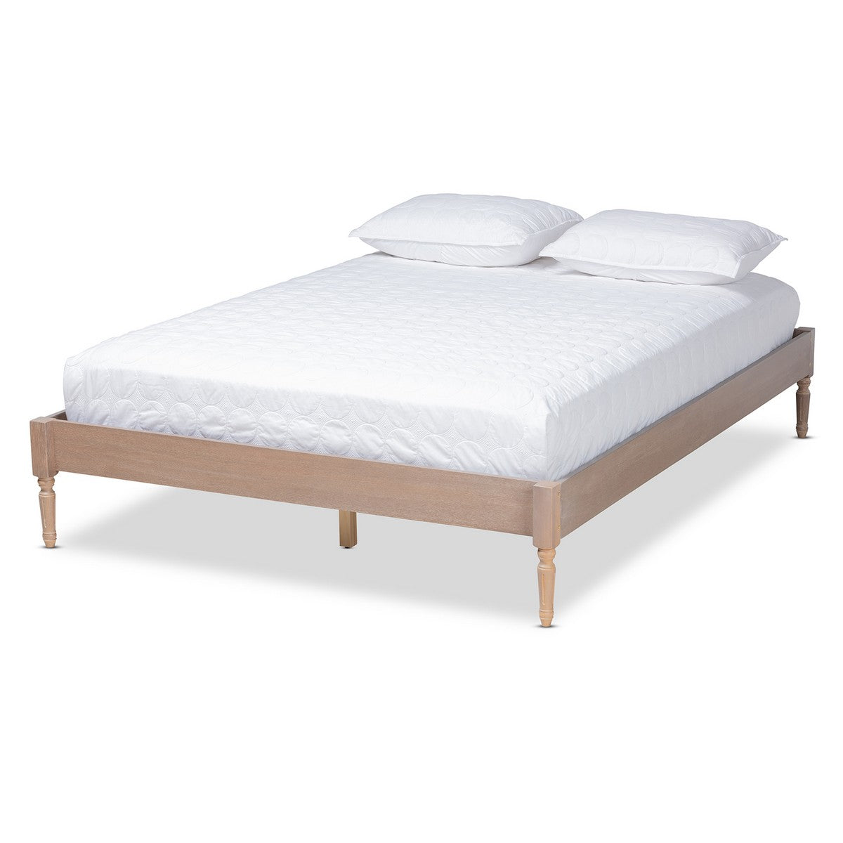 Baxton Studio Colette French Bohemian Antique Oak Finished Wood Queen Size Platform Bed Frame Baxton Studio-Bed Frames-Minimal And Modern - 1