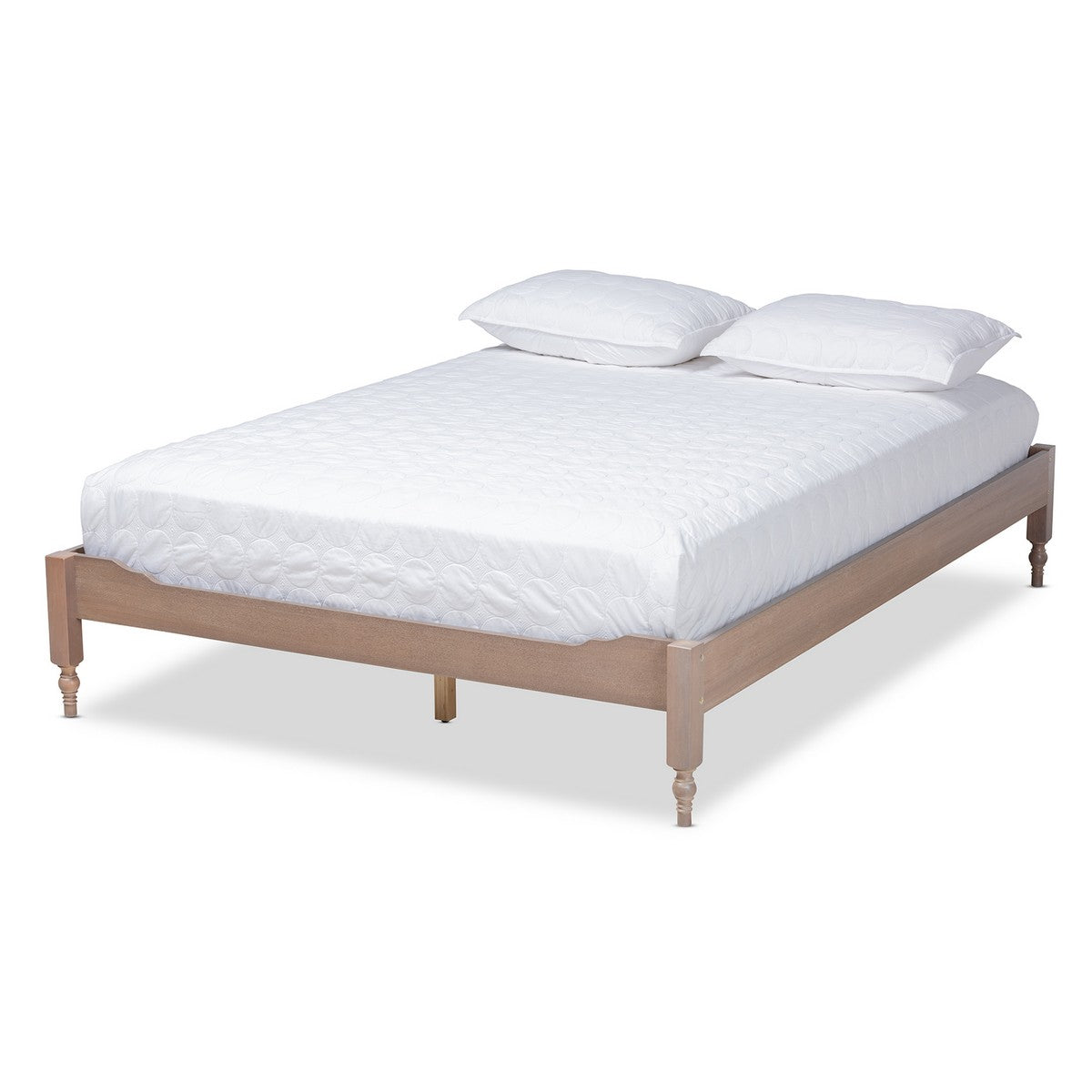 Baxton Studio Laure French Bohemian Antique Oak Finished Wood Full Size Platform Bed Frame Baxton Studio-Bed Frames-Minimal And Modern - 1