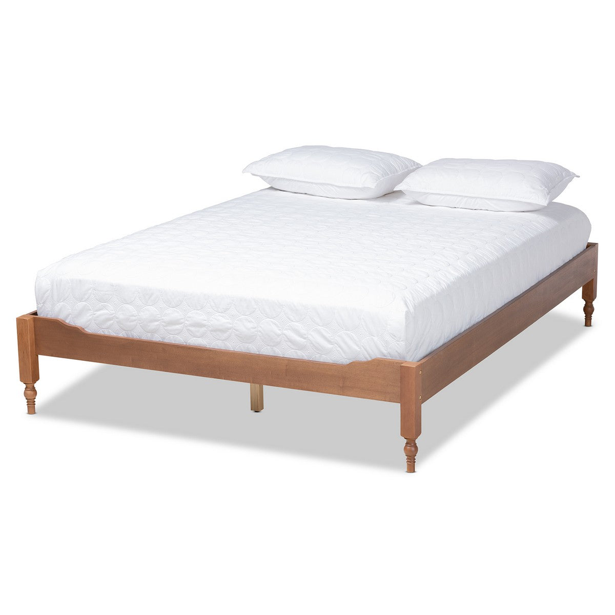 Baxton Studio Laure French Bohemian Ash Walnut Finished Wood Full Size Platform Bed Frame Baxton Studio-Bed Frames-Minimal And Modern - 1