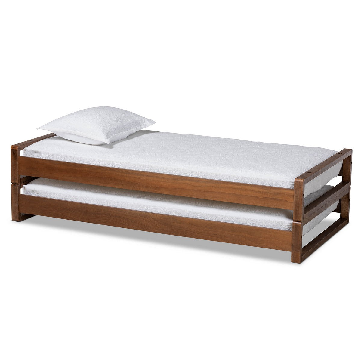 Baxton Studio Klara Modern and Contemporary Walnut Finished Wood Expandable Twin Size to King Size Bed Frame Baxton Studio-Bed Frames-Minimal And Modern - 1