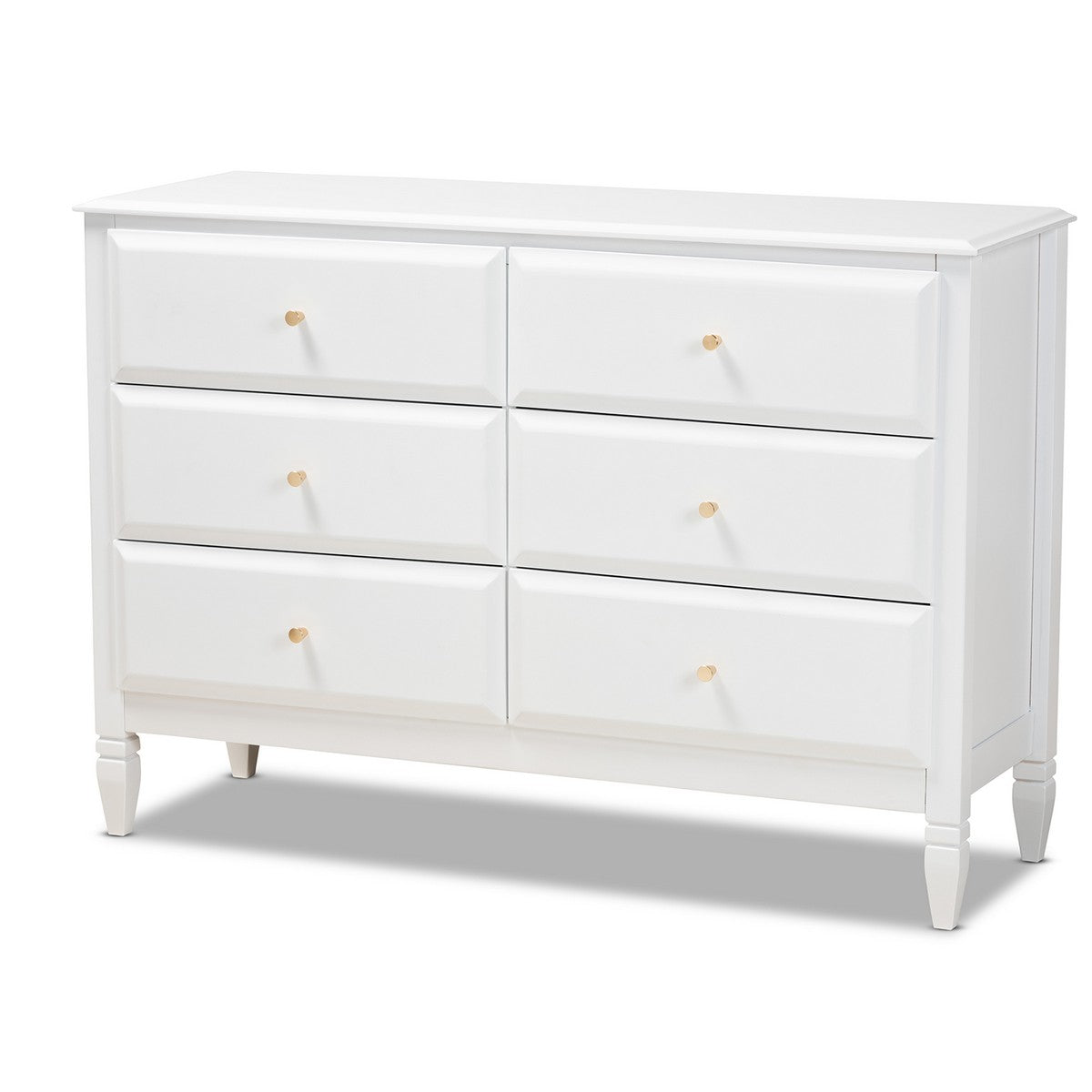 Baxton Studio Naomi Classic and Transitional White Finished Wood 6-Drawer Bedroom Dresser Baxton Studio-Dresser-Minimal And Modern - 1