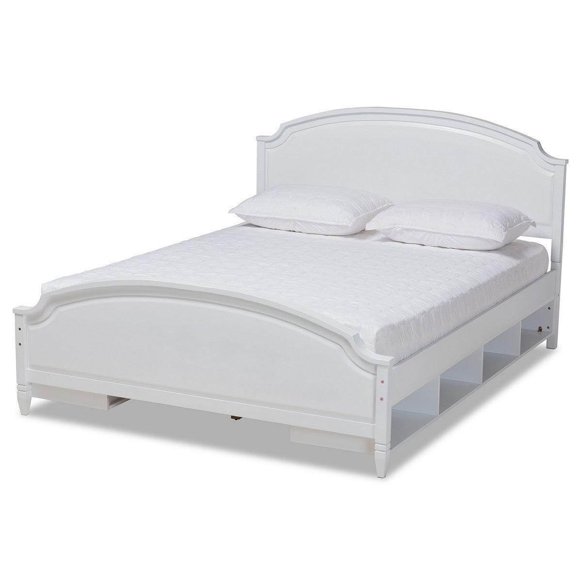 Baxton Studio Elise Classic and Traditional Transitional White Finished Wood Full Size Storage Platform Bed Baxton Studio-beds-Minimal And Modern - 1