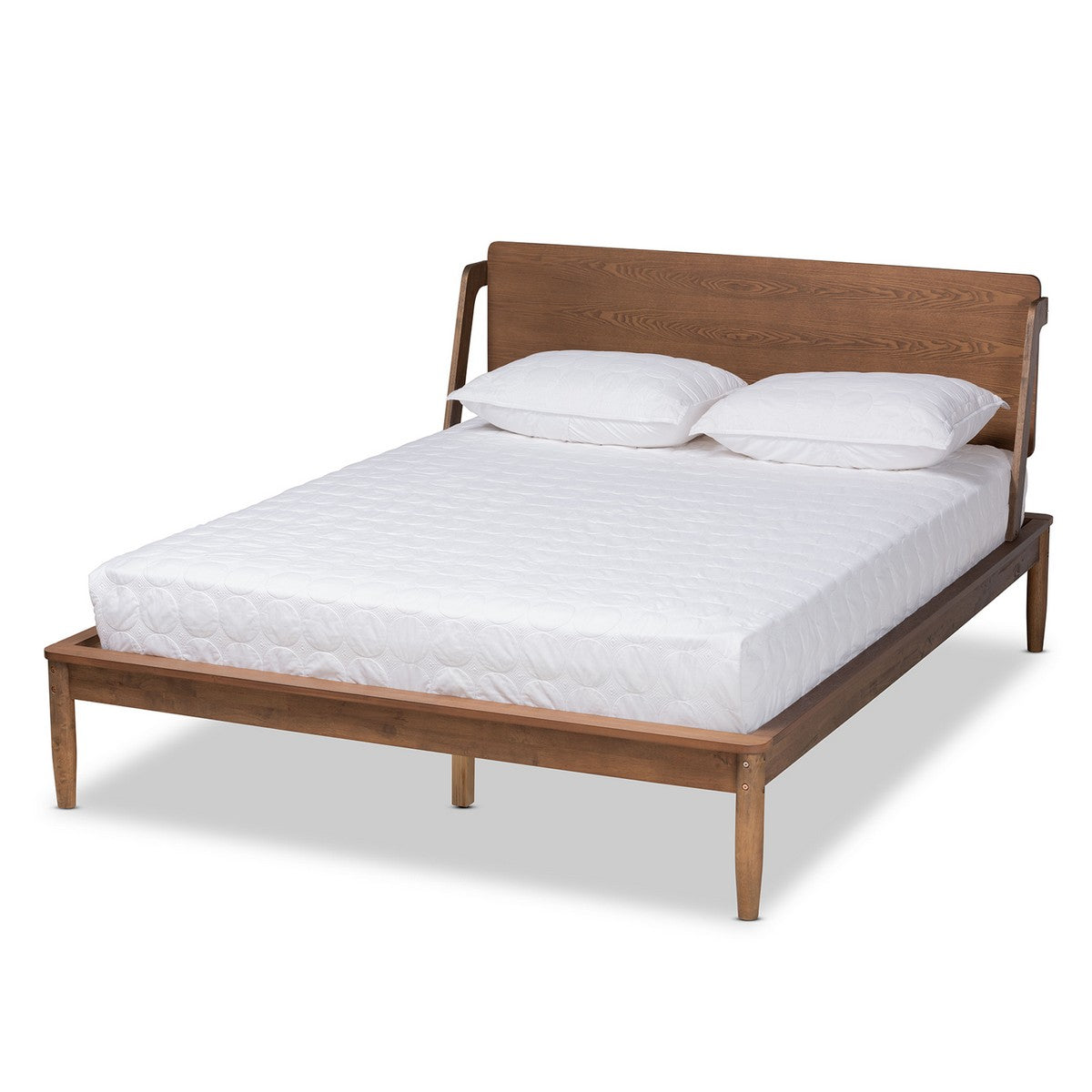 Baxton Studio Sadler Mid-Century Modern Ash Walnut Brown Finished Wood Queen Size Platform Bed Baxton Studio-beds-Minimal And Modern - 1