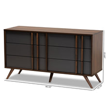 Baxton Studio Naoki Modern and Contemporary Two-Tone Grey and Walnut Finished Wood 6-Drawer Bedroom Dresser