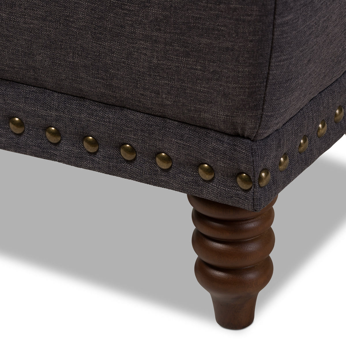 Baxton Studio Annabelle Modern and Contemporary Dark Grey Fabric Upholstered Walnut Wood Finished Button-Tufted Storage Ottoman Baxton Studio-ottomans-Minimal And Modern - 7