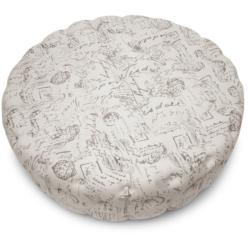 Baxton Studio Cardiff Beige Script Print Modern Tufted Ottoman Baxton Studio-ottomans-Minimal And Modern - 3