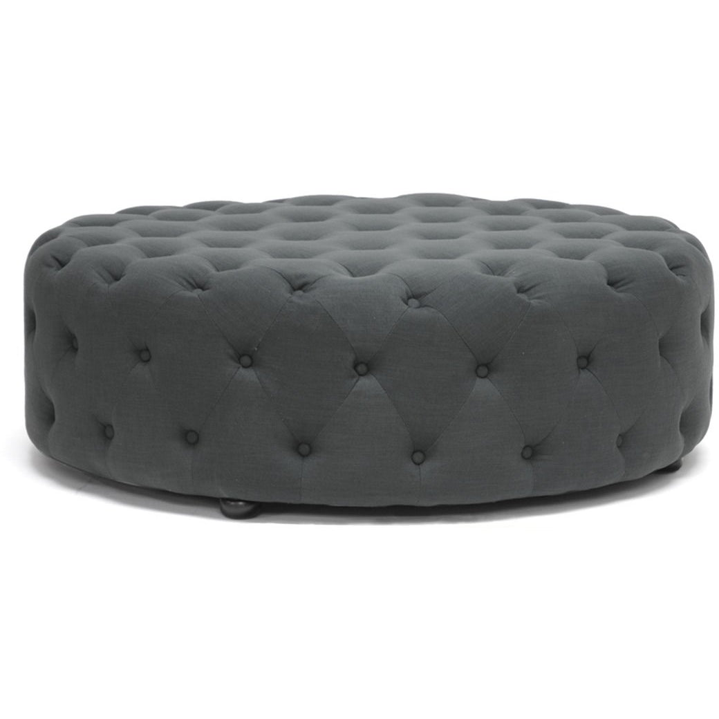 Baxton Studio Cardiff Dark Gray Linen Modern Tufted Ottoman Baxton Studio-ottomans-Minimal And Modern - 1