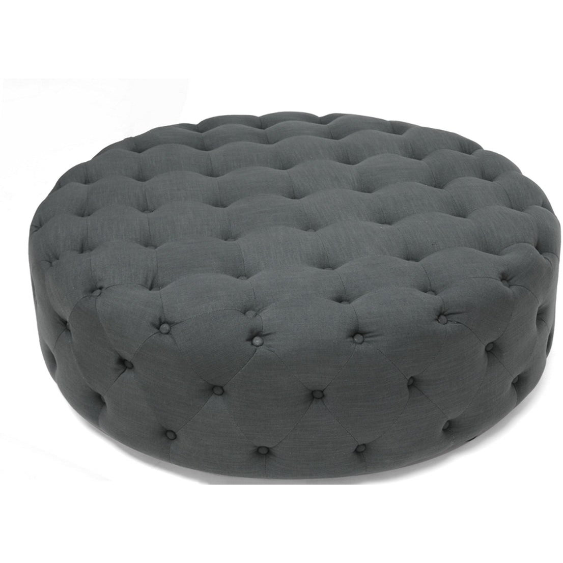 Baxton Studio Cardiff Dark Gray Linen Modern Tufted Ottoman Baxton Studio-ottomans-Minimal And Modern - 2