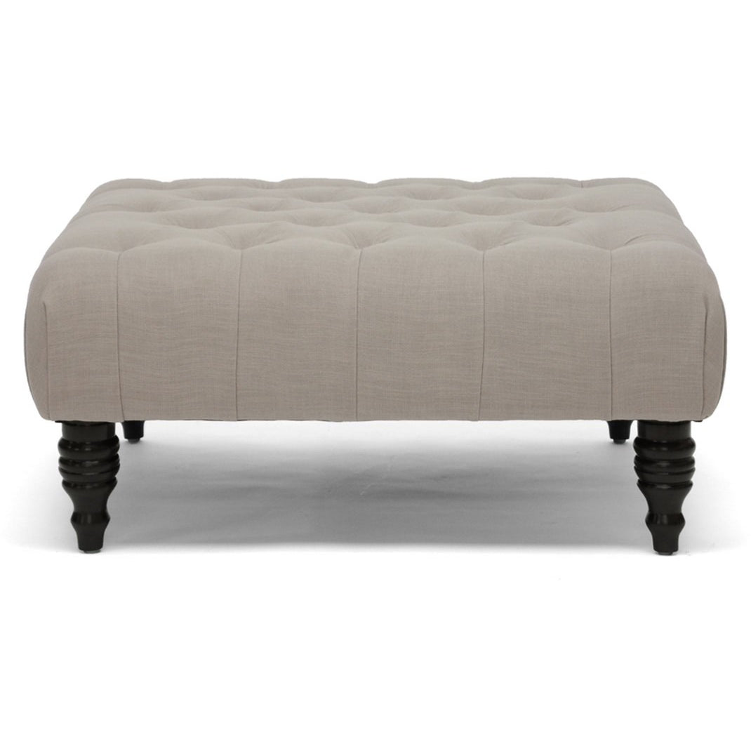 Baxton Studio Keswick Beige Linen Modern Tufted Ottoman Baxton Studio-ottomans-Minimal And Modern - 1