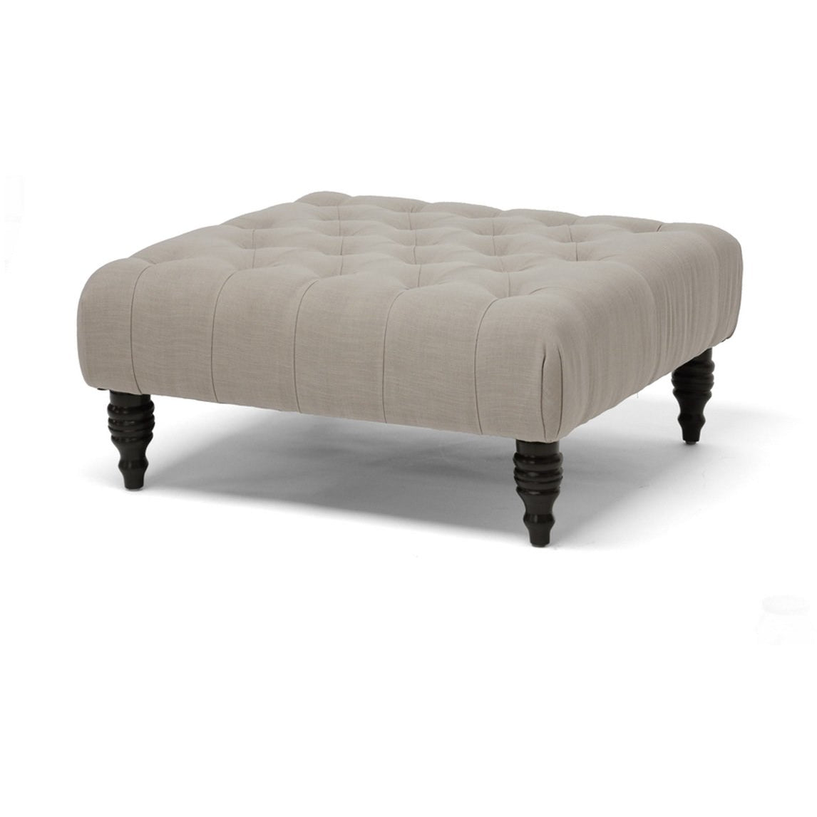 Baxton Studio Keswick Beige Linen Modern Tufted Ottoman Baxton Studio-ottomans-Minimal And Modern - 2