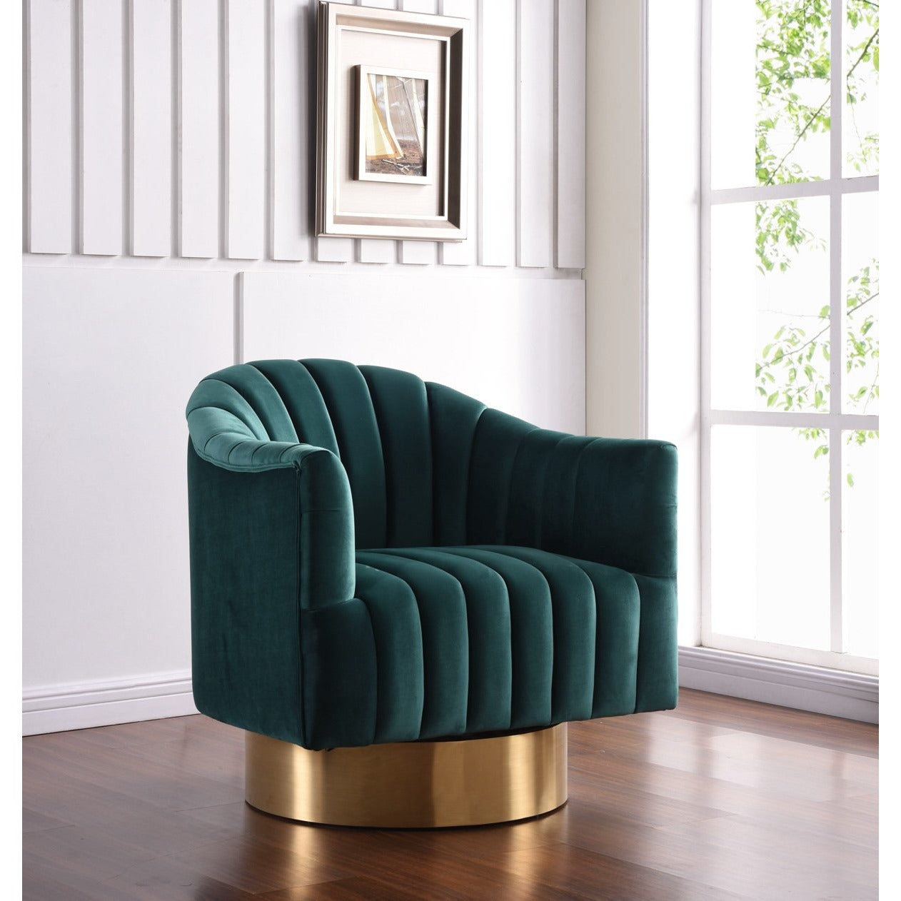 Meridian Furniture Farrah Green Velvet Accent Chair-Minimal & Modern