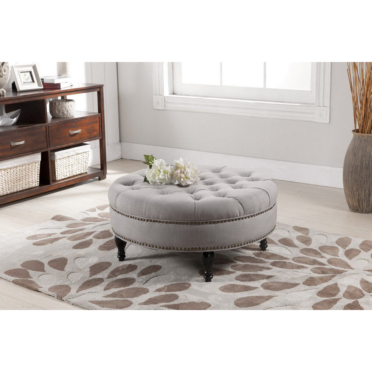 Baxton Studio Palfrey Beige Linen Modern Tufted Ottoman Baxton Studio-ottomans-Minimal And Modern - 3