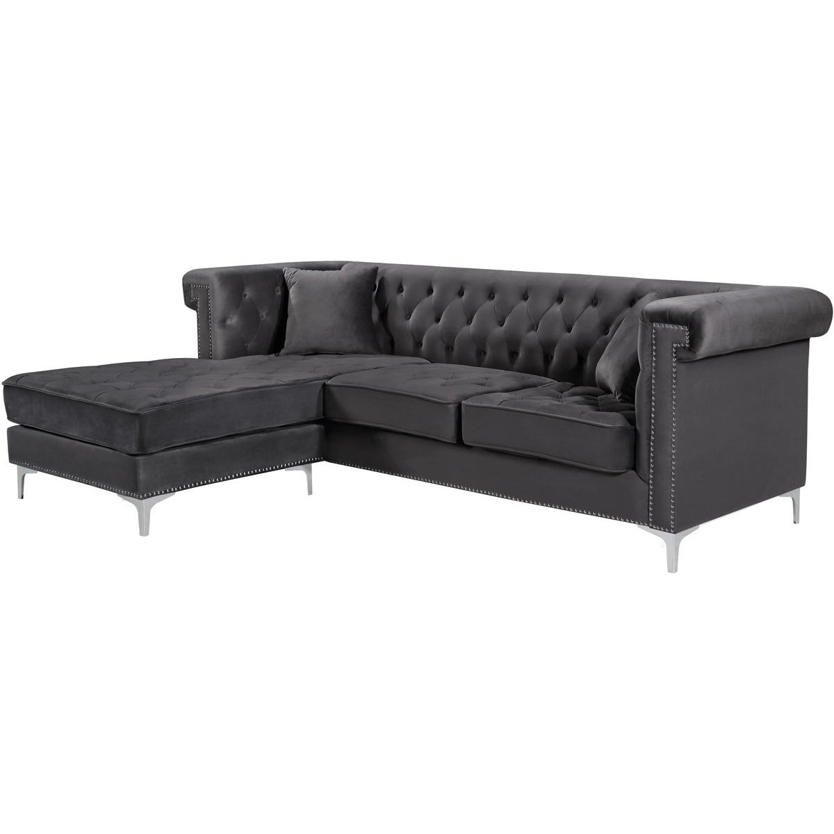 Meridian Furniture Damian Grey Velvet 2pc. Reversible Sectional-Minimal & Modern