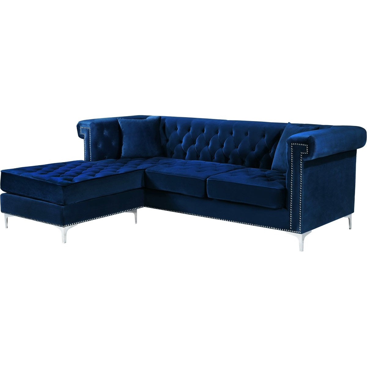 Meridian Furniture Damian Grey Velvet 2pc. Reversible Sectional-Minimal & Modern