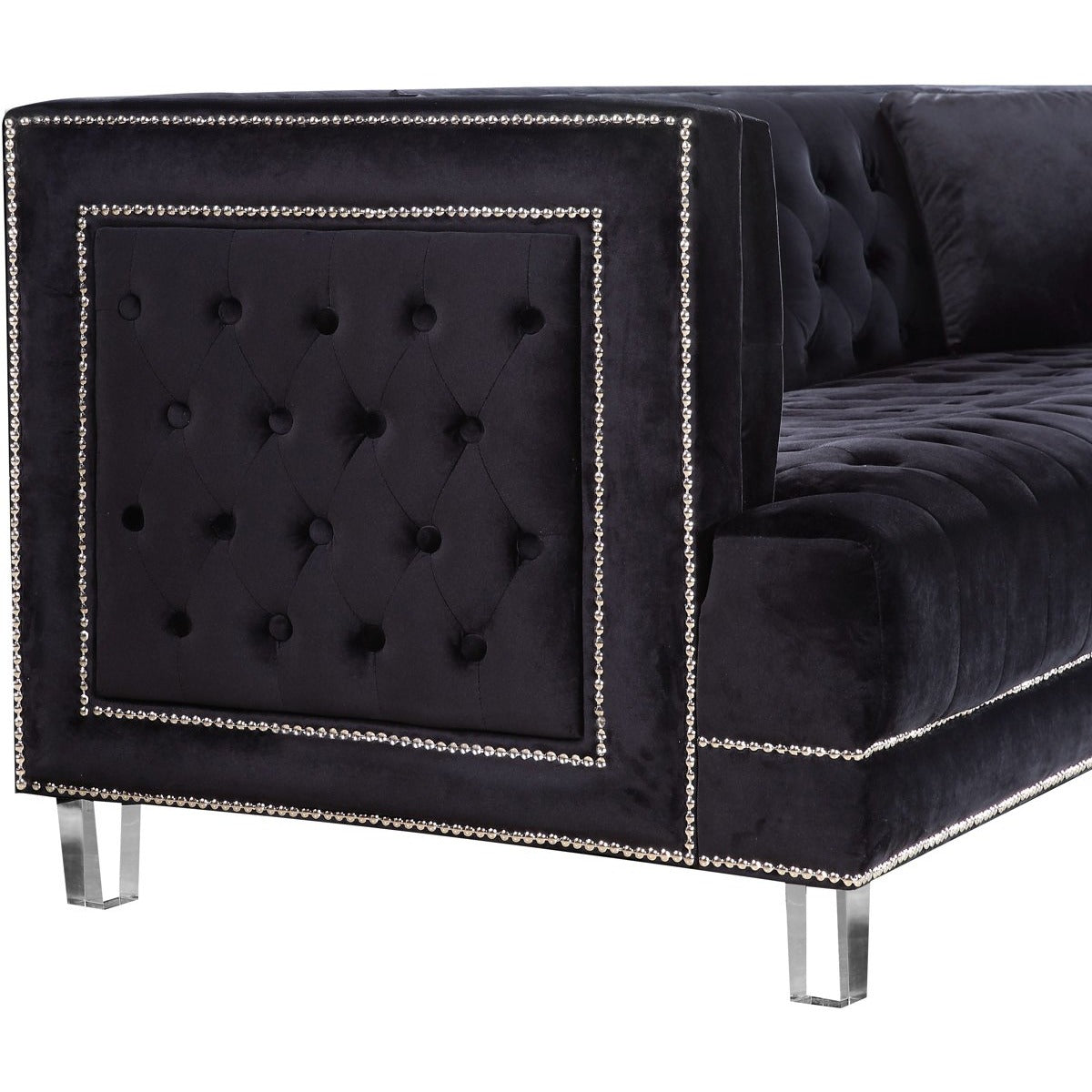 Meridian Furniture Lucas Black Velvet Loveseat-Minimal & Modern