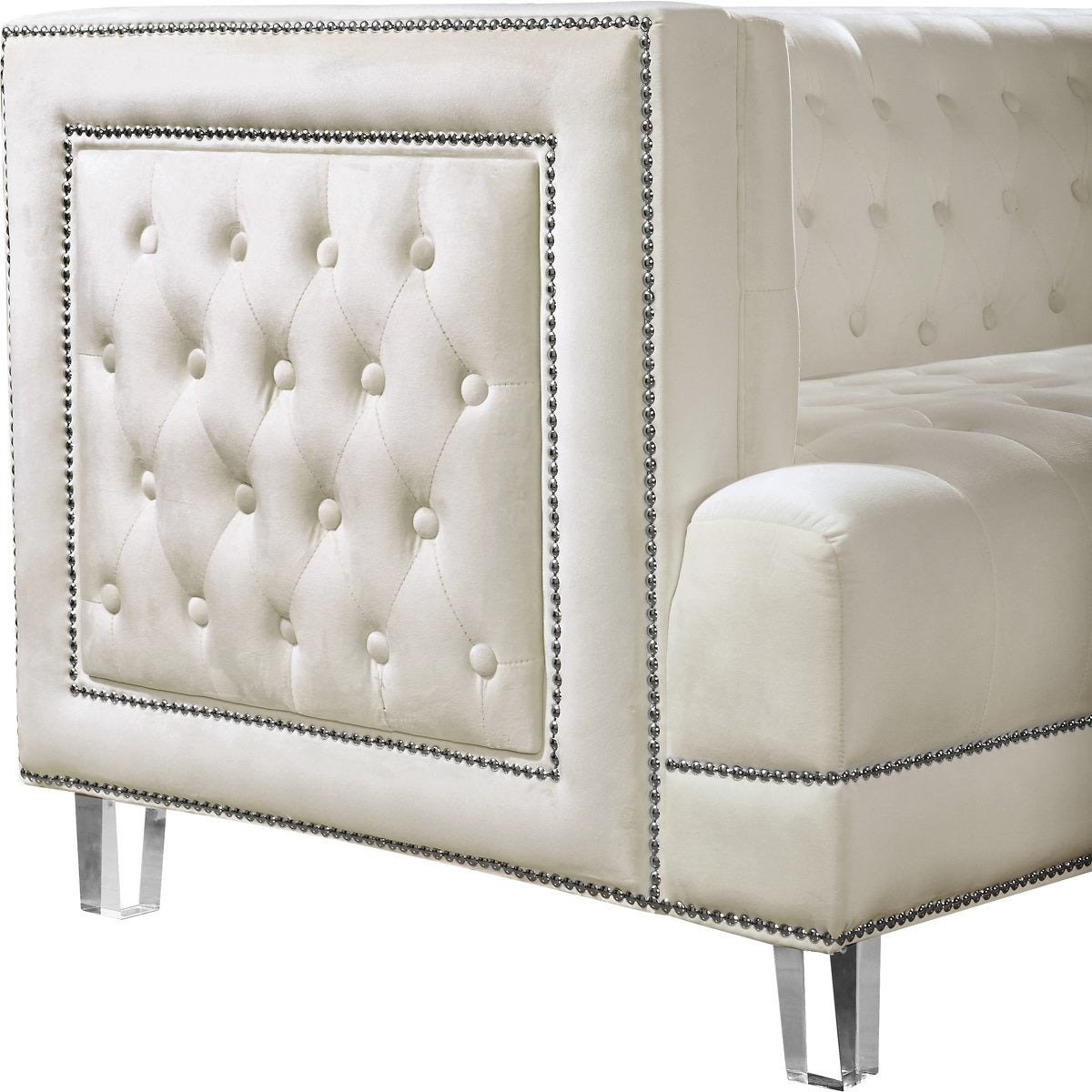 Meridian Furniture Lucas Cream Velvet Loveseat-Minimal & Modern