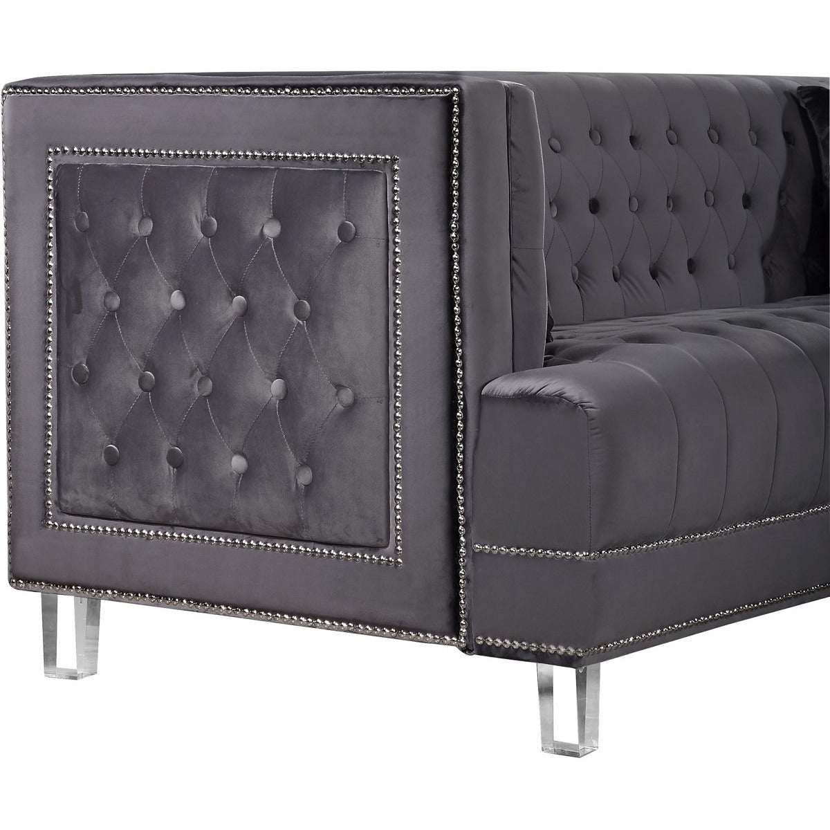 Meridian Furniture Lucas Grey Velvet Loveseat-Minimal & Modern