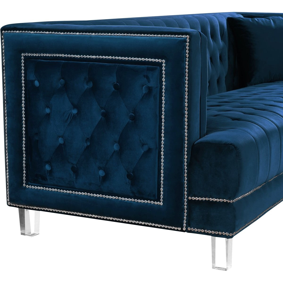 Meridian Furniture Lucas Navy Velvet Loveseat-Minimal & Modern